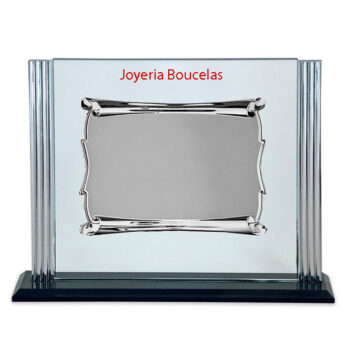 Placa Homenaje Cristal/Metal Plateado P/2261/3C